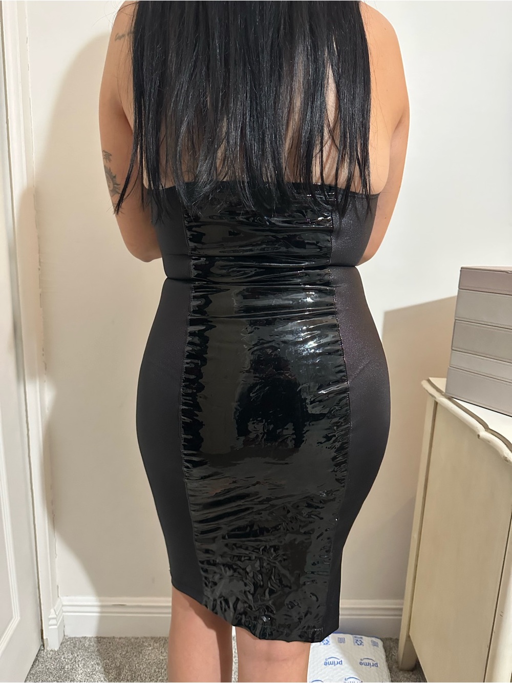 Lip Service Black Strapless PVC Corset Midi Dress - Picture 5 of 5